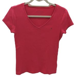 Tommy Hilfiger salmon pink ribbed cotton tee, size M